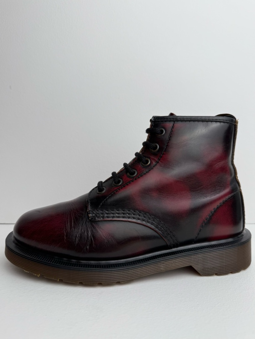 Vintage Doc Martens England Oxblood Red Black 101 MIE Rub Off Boots UK 4 - Picture 6 of 15
